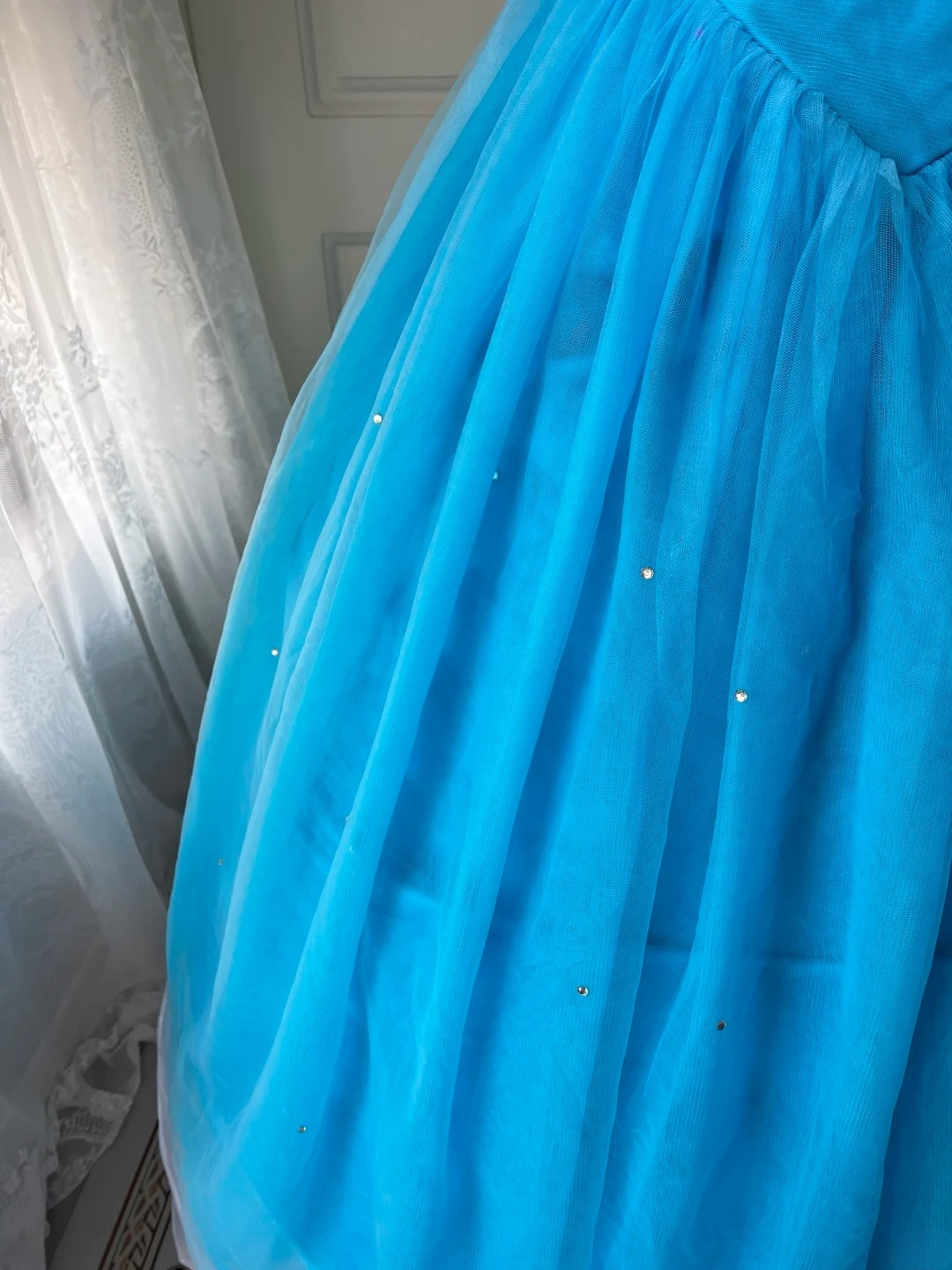 Fairytale Sweet 16 Dress Princess Ball Gown Off Shoulder Blue With Sleeves Floor‑Length Quinceanera Dresses RC0816