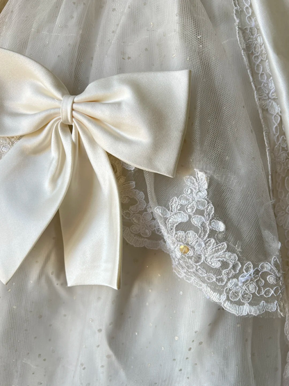 White Wedding Dress Ball Gown Modest Strapless With Appliques Lace Bows Bridal Gown RC0819