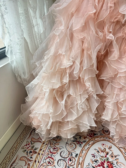 Sweet 16 Quinceanera Dress Ball Gown Sweetheart Pink With Tiered Layers Birthday Party Gown RC0824