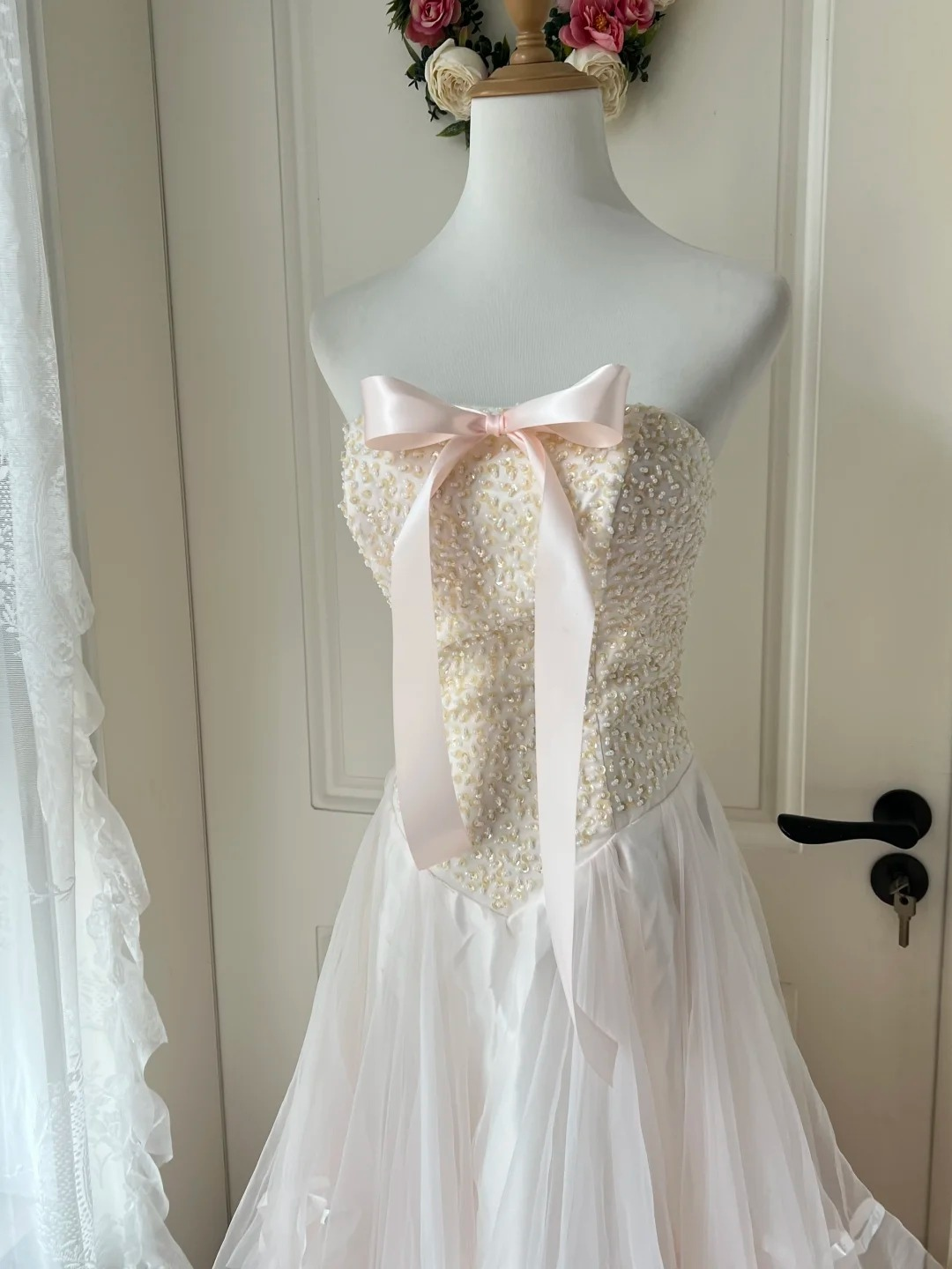 Prom Dress A Line Modest Strapless Long Light Pink Formal Party Gown For Senior Women RC0832