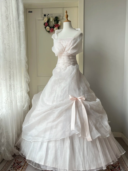 Fairytale Sweet 16 Dress Princess Ball Gown Strapless Light Pink With Bow Floor‑Length Quinceanera Dresses RC0839