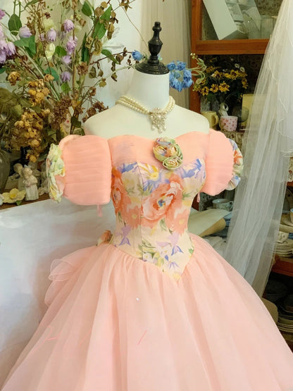 Sweet 16 Dress Ball Gown Off Shoulder Pink With Puffy Sleeves Vestido De 15 Sweet Sixteen Dress RB9590