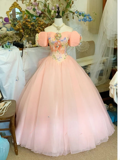 Sweet 16 Dress Ball Gown Off Shoulder Pink With Puffy Sleeves Vestido De 15 Sweet Sixteen Dress RB9590