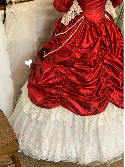 Sweet 16 Dress Ball Gown Off Shoulder Red With Puffy Sleeves Lace Vestido De 15 Sweet Sixteen Dress RB9592