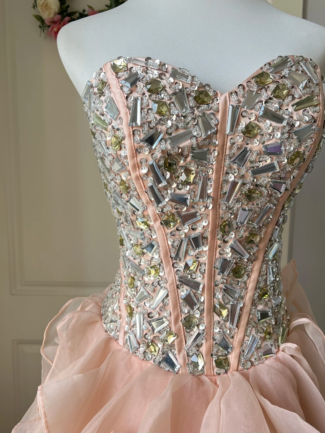 Prom Dress Modest High Low Blush Pink Formal Party Gown With Crystals For Senior Women RC0846