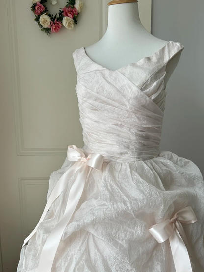 Sweet 16 Quinceanera Dress Ball Gown V Neck Light Pearl Pink With Ruffled Tiered Bows Birthday Party Gown RC0914