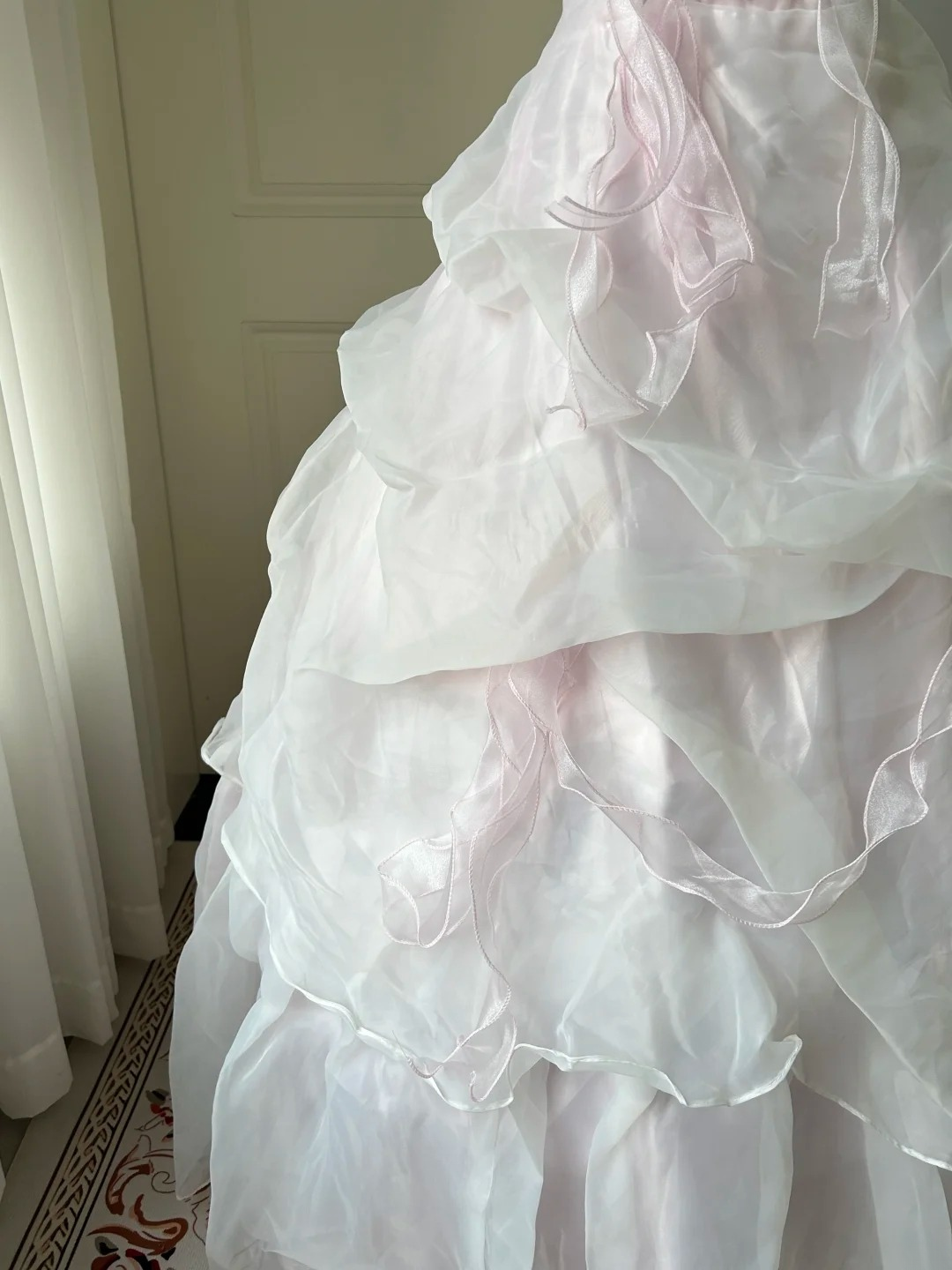 Sweet 16 Quinceanera Dress Ball Gown Strapless Light Pearl Pink With Beaded Tiered Birthday Party Gown RC0917