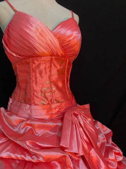 Dream Ball Gown Straps Satin Poofy Long With Tiered Layers Quince Dress inspo Quinceanera Dresses Sweet 15 16 Outfits RB7797