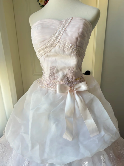 Sweet 16 Quinceanera Dress Ball Gown Sweetheart Pink With Tiered Layers Lace 16th Birthday Party Gown RC0927