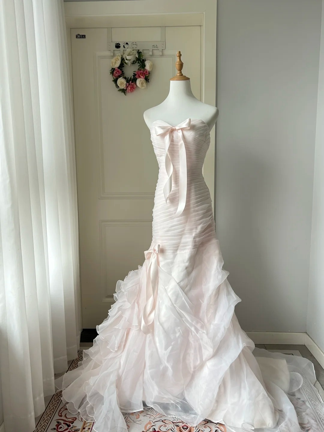 Prom Dresses ideas Mermaid Beautiful Sweetheart Pink Ruffled Long Formal Party Gown 8th Grade Dress RC0931