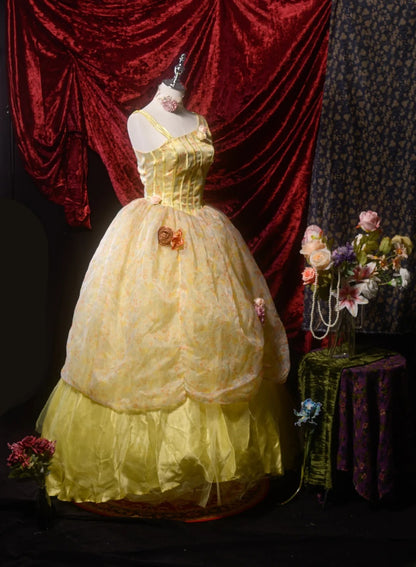 Pretty Ball Gown Yellow Quinceanera Dresses Floral With Flowers For Sweet 15 Anos Celebration Birthday Formal Gown RB8774