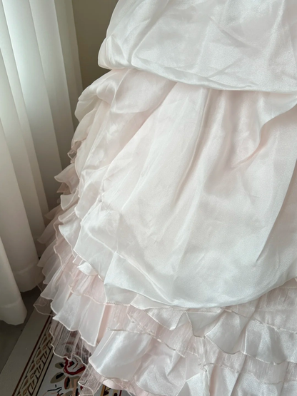 Sweet 16 Quinceanera Dress Ball Gown Sweetheart Pink Tiered Layers With Beaded 16th Birthday Party Gown RC0935