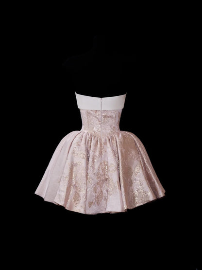 Chic Ball Gown Strapless Blush Pink 16th Birthday Dress Lace Homecoming Dresses Cocktail Gown AS582