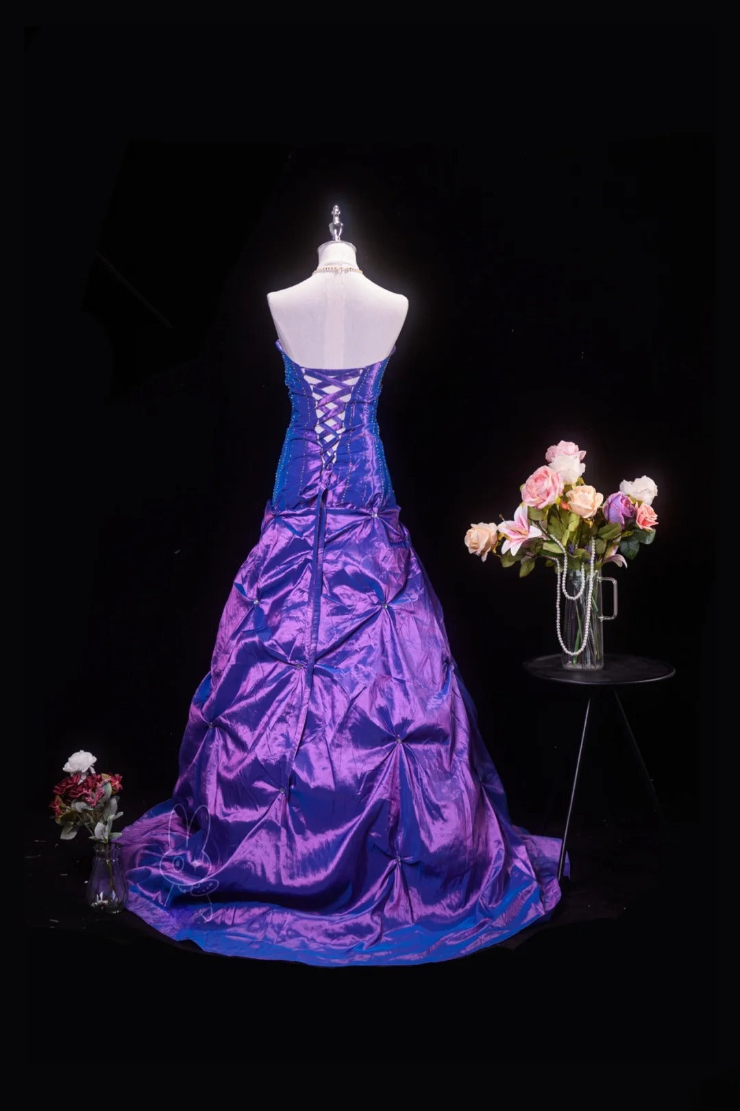 Pretty Ball Gown Strapless Grape Quinceanera Dresses With Lace For Sweet 15 Anos Celebration Birthday Formal Gown RB8776