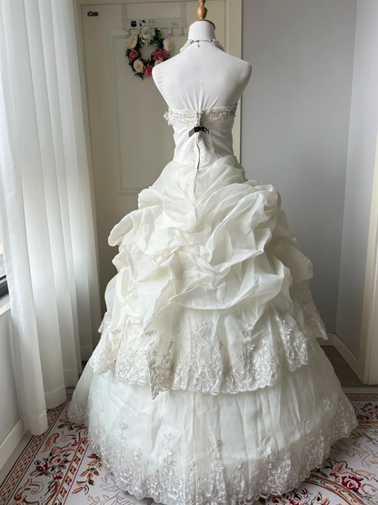 Sweet 16 Quinceanera Dress Ball Gown Sweetheart White With Tiered Layers 16th Birthday Party Outfits RC0943
