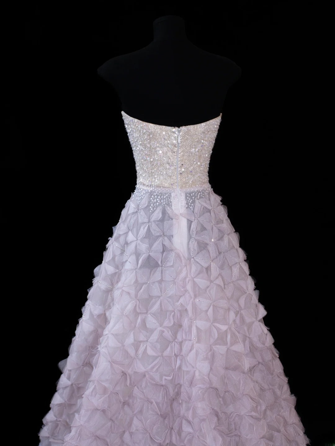 Elegant Ball Gown Strapless Lilac Tulle With Beads Long Formal Fancy Evening Dresses Dinner Outfits Classy Party Gowns AS592