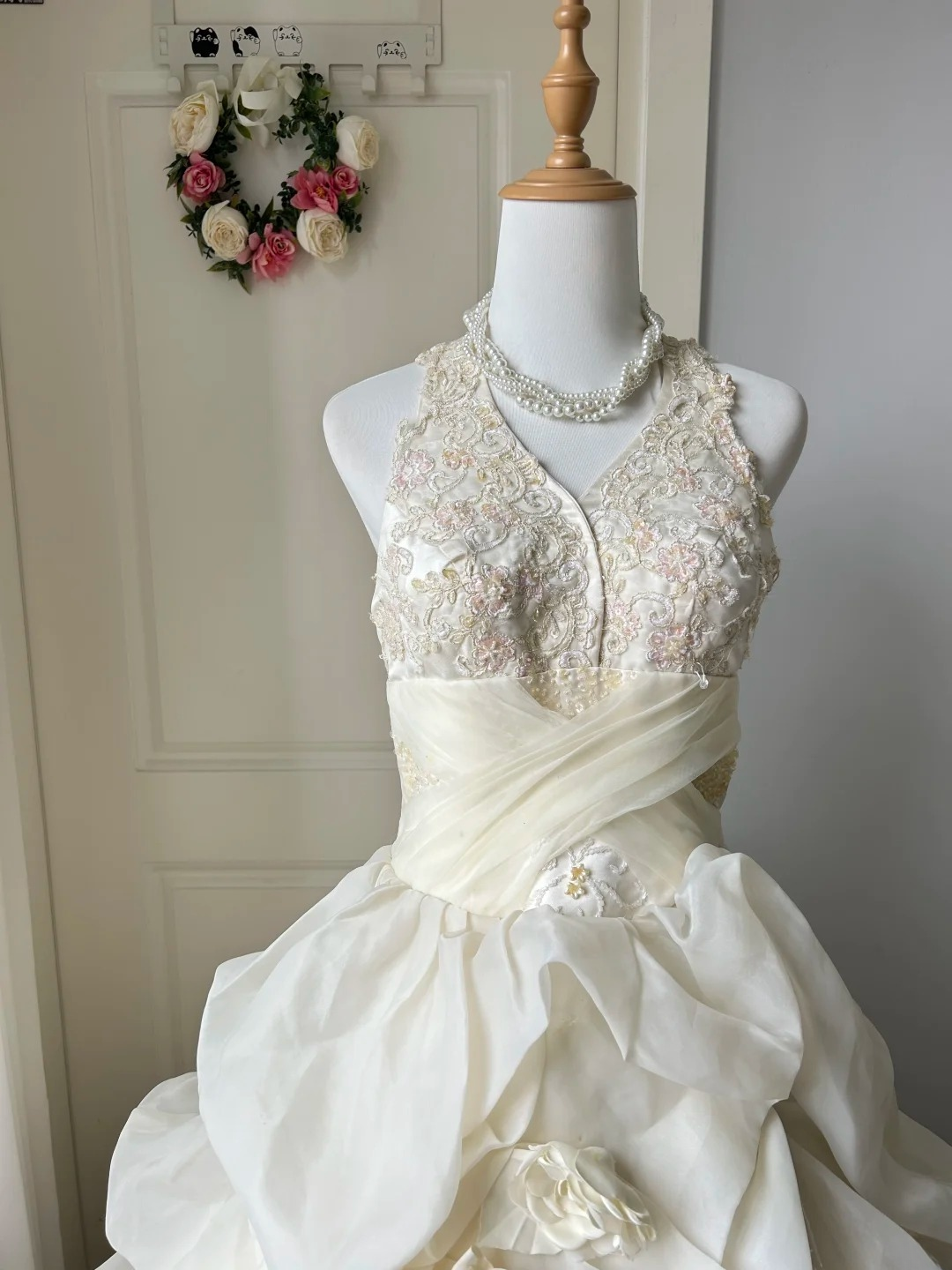Sweet 16 Quinceanera Dress Ball Gown Halter Light Daffodil With Tiered Lace 16th Birthday Party Outfit RC0950