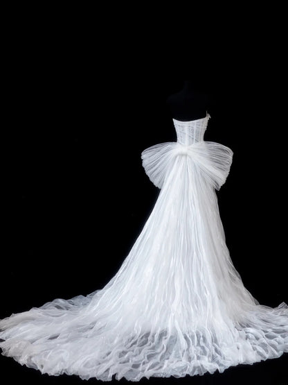 Timeless Women's A line Sweetheart Sleeveless White Tulle With Beads Fitted Long Vintage 1920s Wedding Dresses AS596