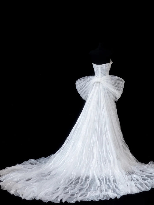 Timeless Women's A line Sweetheart Sleeveless White Tulle With Beads Fitted Long Vintage 1920s Wedding Dresses AS596