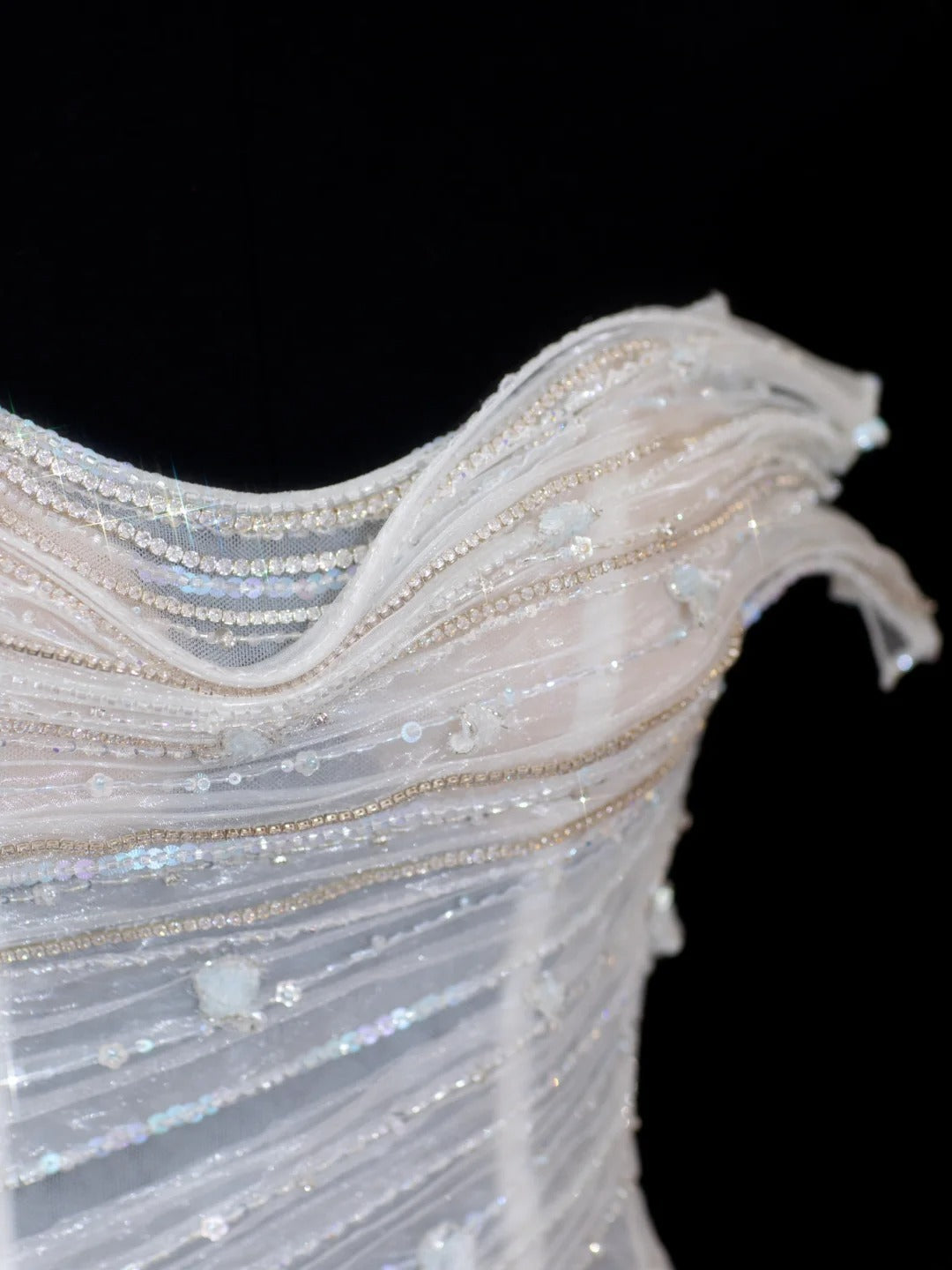 Timeless Women's A line Sweetheart Sleeveless White Tulle With Beads Fitted Long Vintage 1920s Wedding Dresses AS596