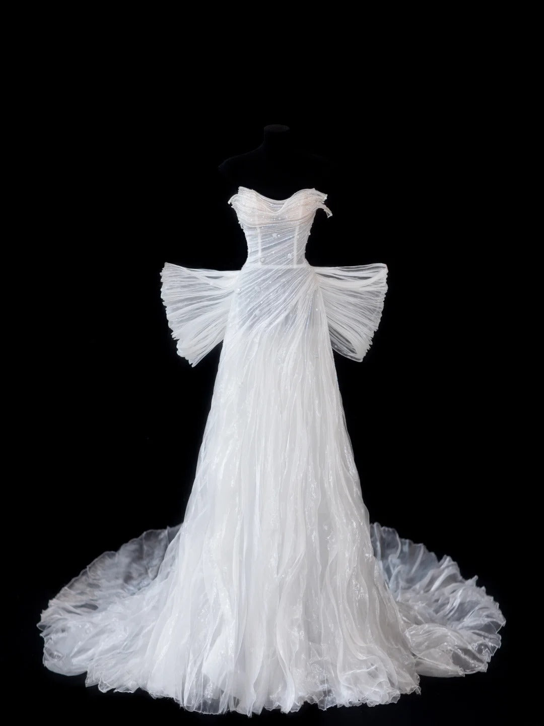Timeless Women's A line Sweetheart Sleeveless White Tulle With Beads Fitted Long Vintage 1920s Wedding Dresses AS596
