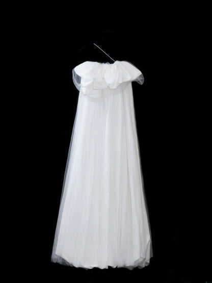 Timeless Women's A line One Shoulder White Tulle Fitted Long Vintage 1920s Wedding Dresses AS598