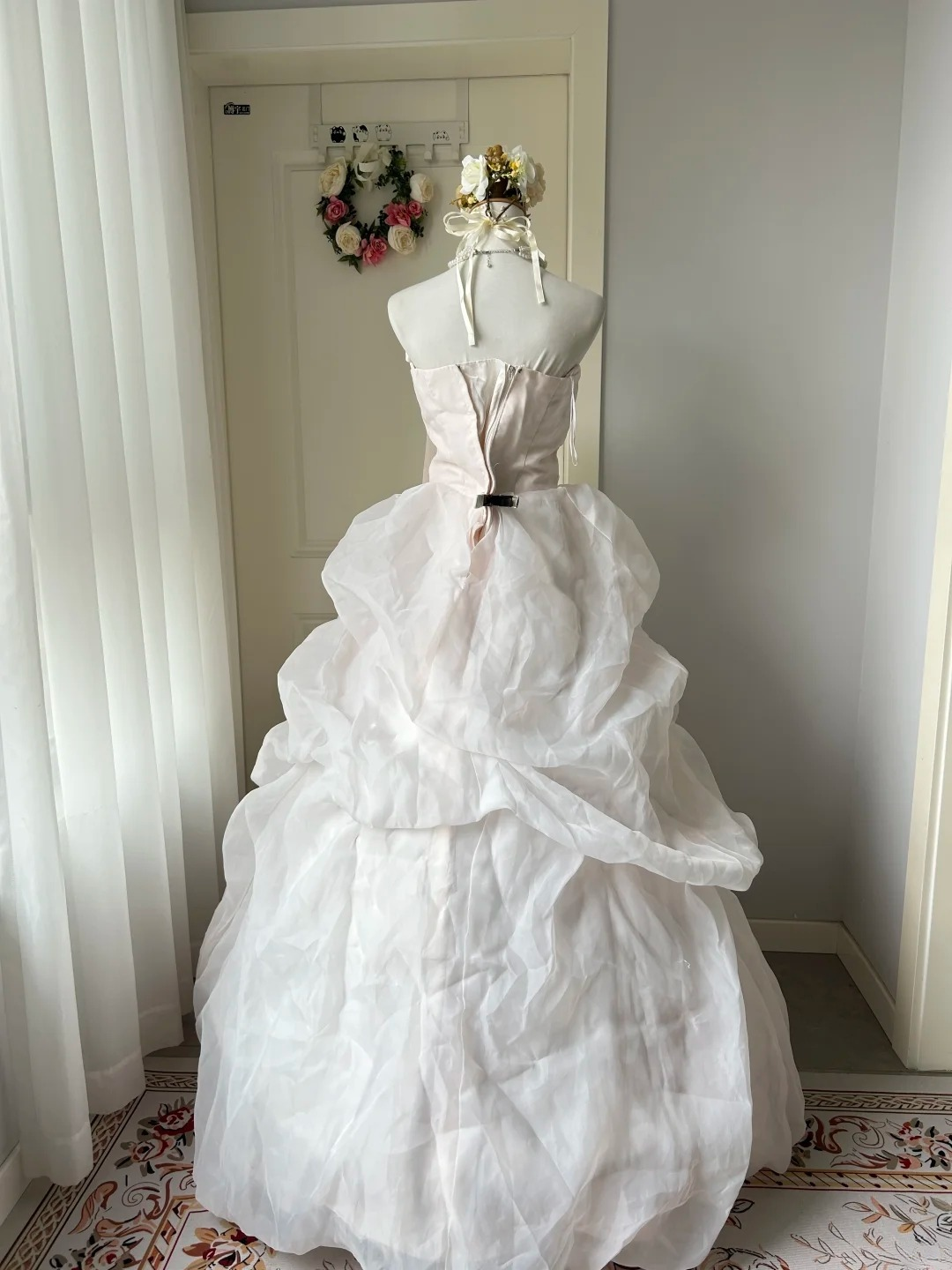 Sweet 16 Quinceanera Dress Ball Gown Strapless Light Pink With Tiered Lace 16th Birthday Party Outfit RC0952