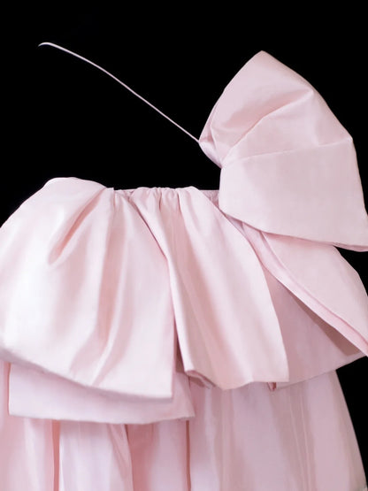 Elegant A line One Shoulder Pink Satin Long Formal Fancy Evening Dresses Dinner Outfits Classy Party Gowns AS599