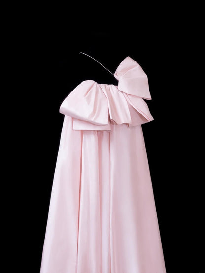 Elegant A line One Shoulder Pink Satin Long Formal Fancy Evening Dresses Dinner Outfits Classy Party Gowns AS599