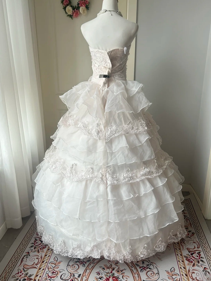 Prom Dresses ideas Beautiful Strapless Ball Gown Light Pink Ruffled Tiered Long Formal Party Gown 8th Grade Dress RC0953