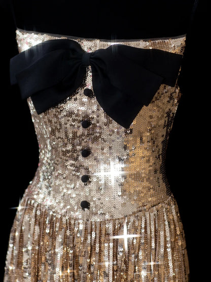 Elegant A line Spaghetti Straps Sequins Gold Long Formal Fancy Evening Dresses Dinner Outfits Classy Party Gowns AS602