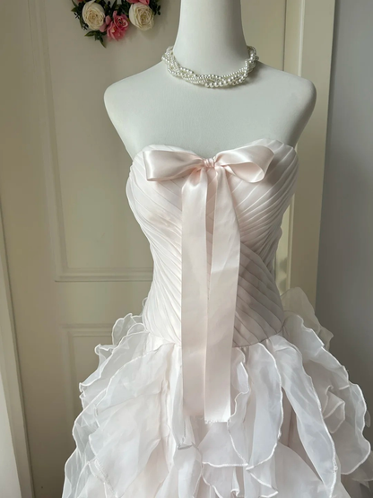 Prom Dresses ideas Modest Sweetheart Mermaid Light Pink Ruffled Tiered Formal Party Gown 8th Grade Dress RC0956