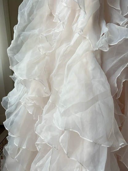 Prom Dresses ideas Modest Sweetheart Mermaid Light Pink Ruffled Tiered Formal Party Gown 8th Grade Dress RC0956