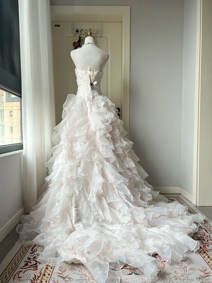 Prom Dresses ideas Modest Sweetheart Mermaid Light Pink Ruffled Tiered Formal Party Gown 8th Grade Dress RC0956