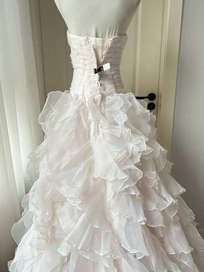 Prom Dresses ideas Modest Sweetheart Mermaid Light Pink Ruffled Tiered Formal Party Gown 8th Grade Dress RC0956