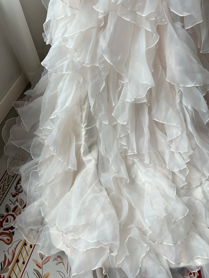 Prom Dresses ideas Modest Sweetheart Mermaid Light Pink Ruffled Tiered Formal Party Gown 8th Grade Dress RC0956