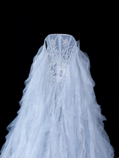 Timeless Women's Mermaid Off The Shoulder Long Sleeves Light Sky Blue With Beads Fitted Long Vintage 1920s Wedding Dresses AS611