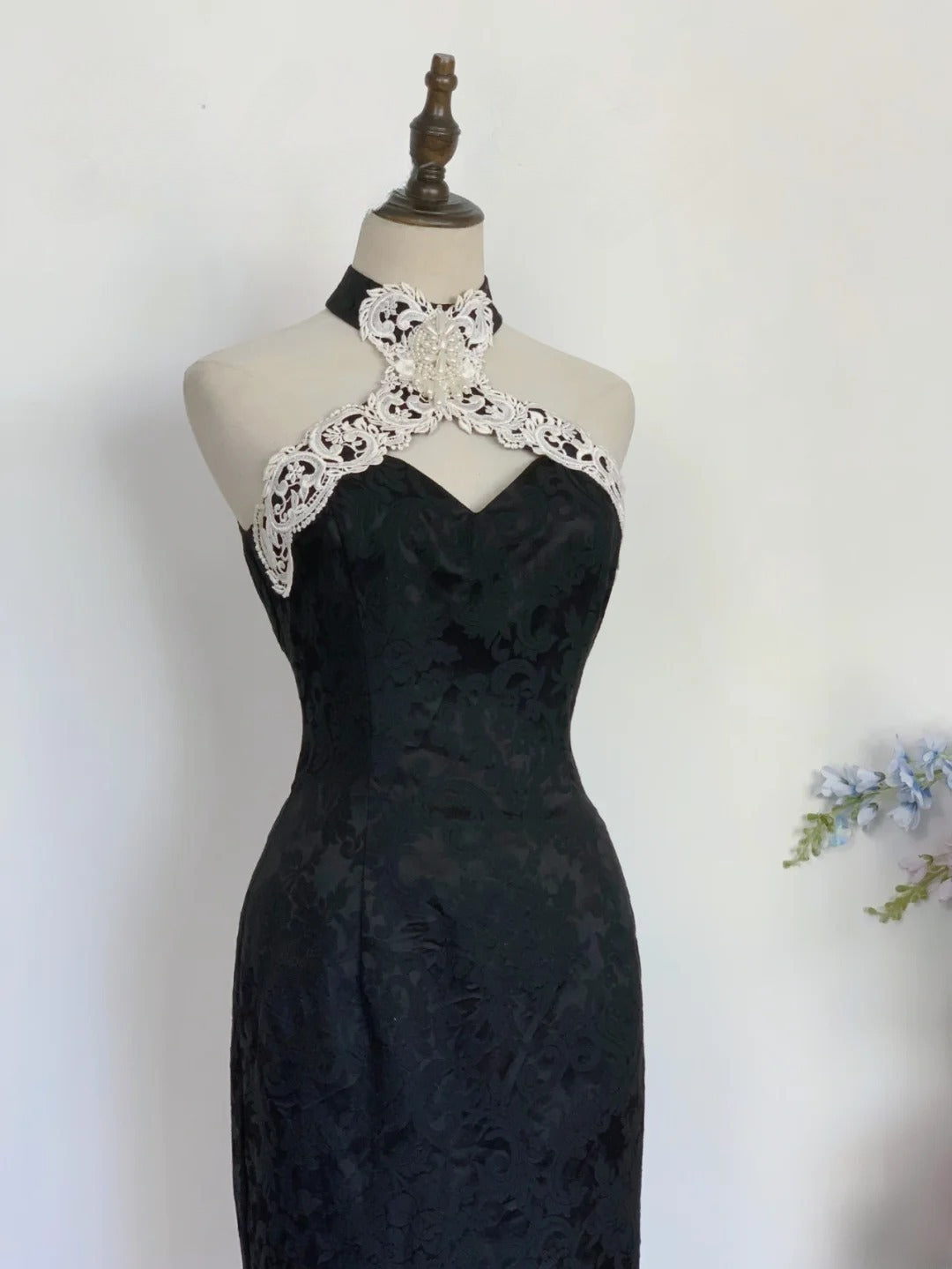 Vintage Hoco Dress Halter Little Black Dress Sheath Homecoming Party Dresses RB9647
