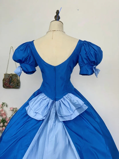 Sweet 16 Dress Ball Gown V Neck Royal Blue Satin With Sleeves Vestido De 15 Sweet Sixteen Dress RB9654