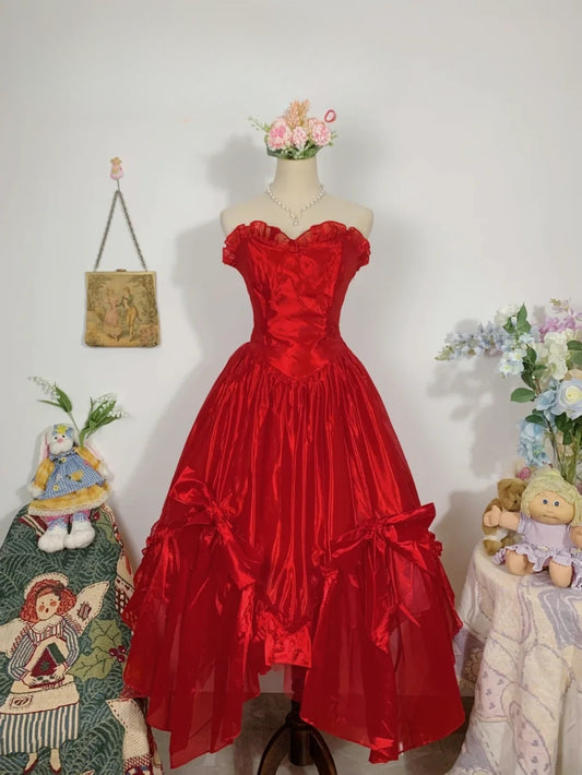 Simple Hoco Dress Ball Gown Sweetheart Red Mid Length Homecoming Party Dresses RB9673