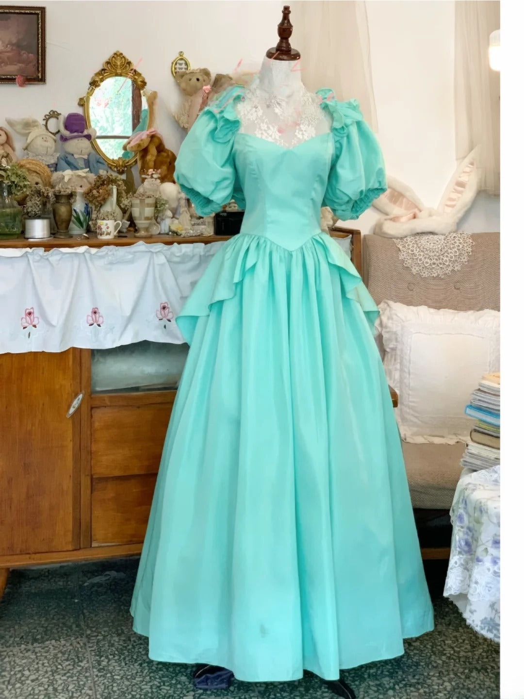 Elegant A Line Sweetheart Blue Satin Long Prom Dress Floor Length Evening Party Gown RB9677