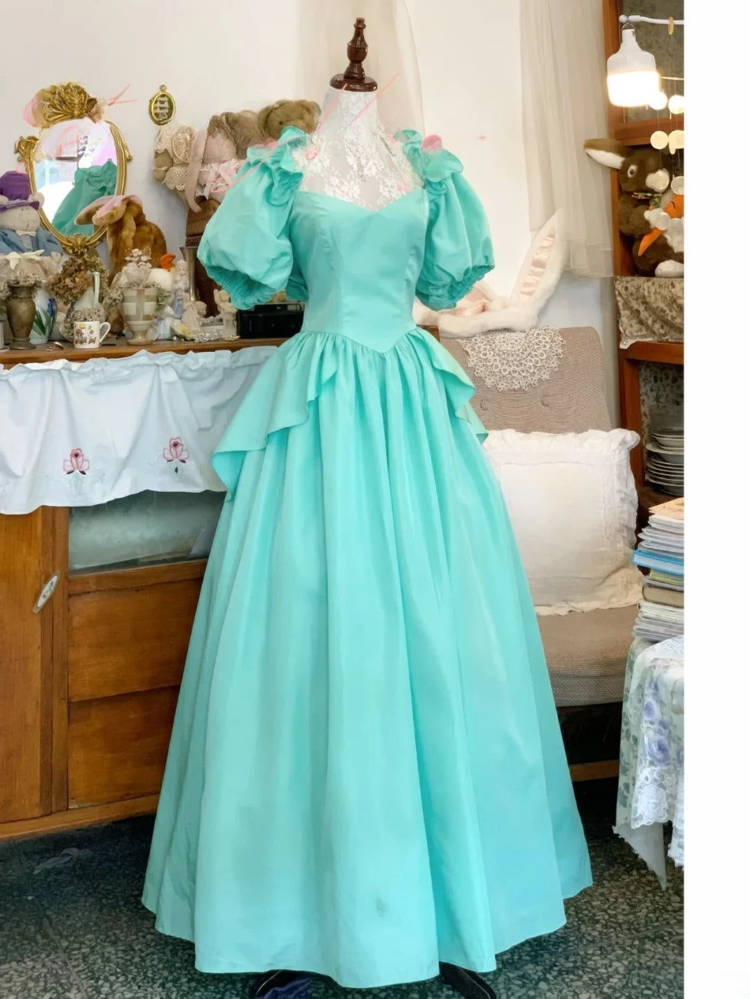 Elegant A Line Sweetheart Blue Satin Long Prom Dress Floor Length Evening Party Gown RB9677