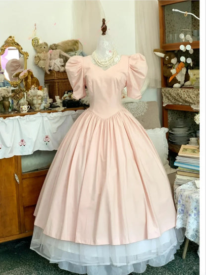 Pink Sweet 16 Dress Satin Ballgown V Neck With Sleeves Sweet Sixteen Dress RB9678
