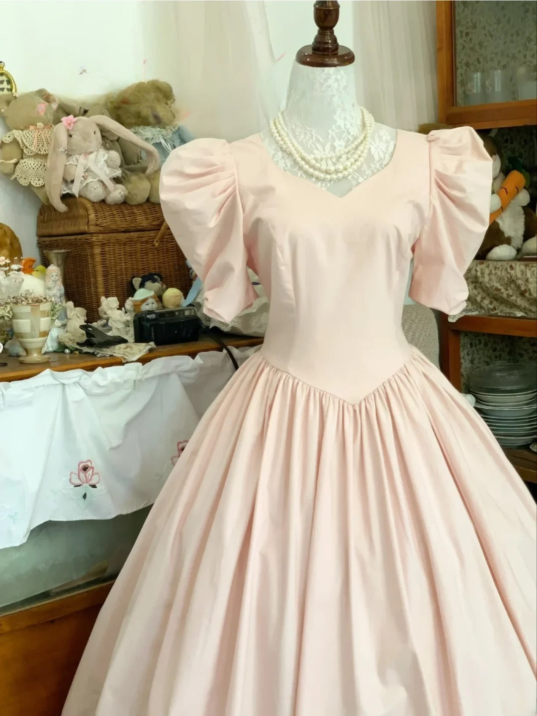 Pink Sweet 16 Dress Satin Ballgown V Neck With Sleeves Sweet Sixteen Dress RB9678