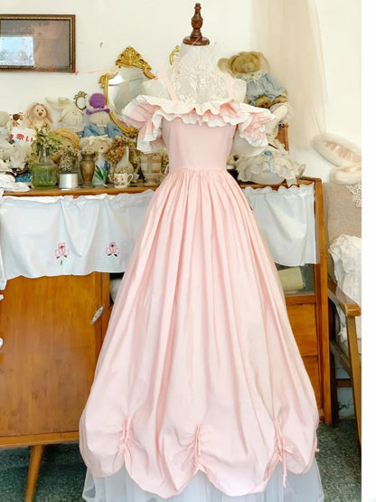 Pink Sweet 16 Dress Satin Ballgown Square Neck With Ruffled Sweet Sixteen Dress RB9679