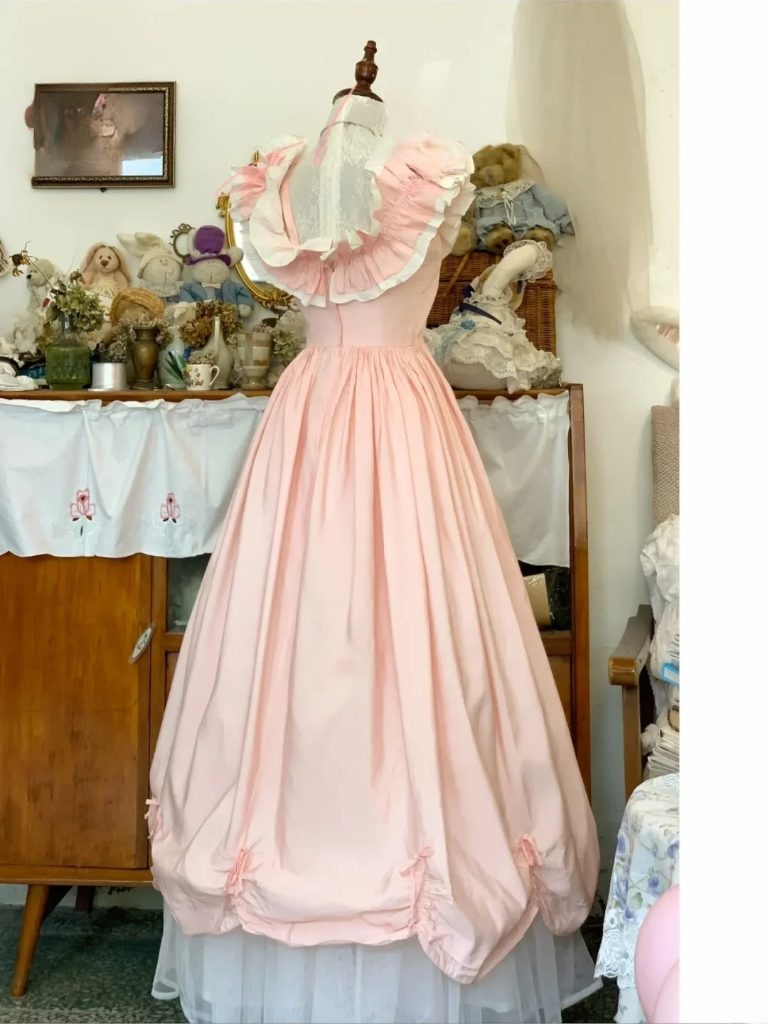 Pink Sweet 16 Dress Satin Ballgown Square Neck With Ruffled Sweet Sixteen Dress RB9679