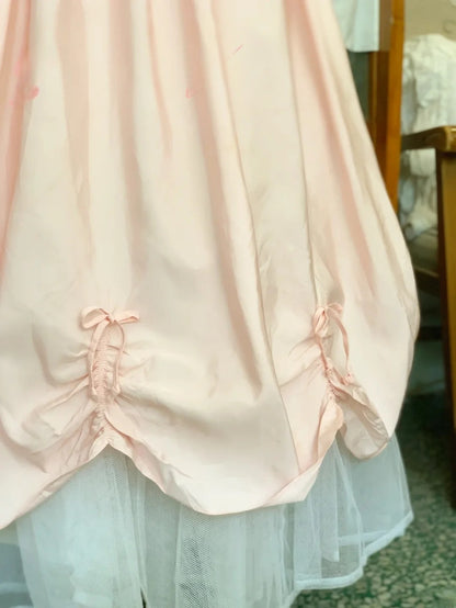 Pink Sweet 16 Dress Satin Ballgown Square Neck With Ruffled Sweet Sixteen Dress RB9679