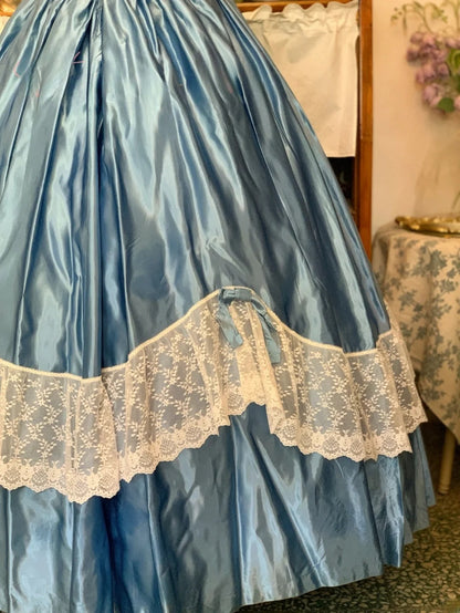 Sweet 16 Dress Satin Ballgown Square Neck Blue With Lace Sweet Sixteen Dress RB9681