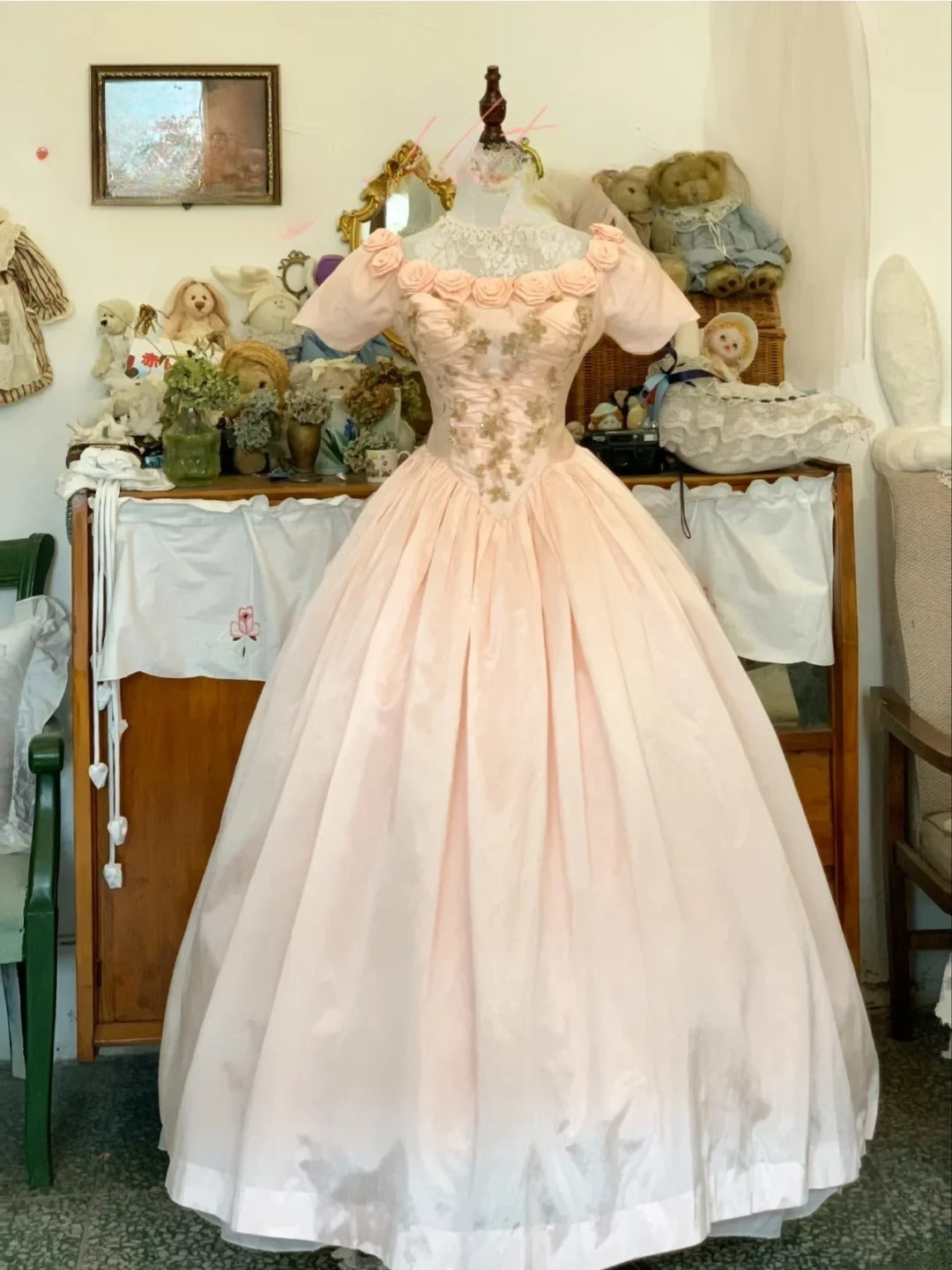 Sweet 16 Dress Satin Ballgown Square Neck Pink With Lace 3D Flowers Sweet Sixteen Dress RB9683