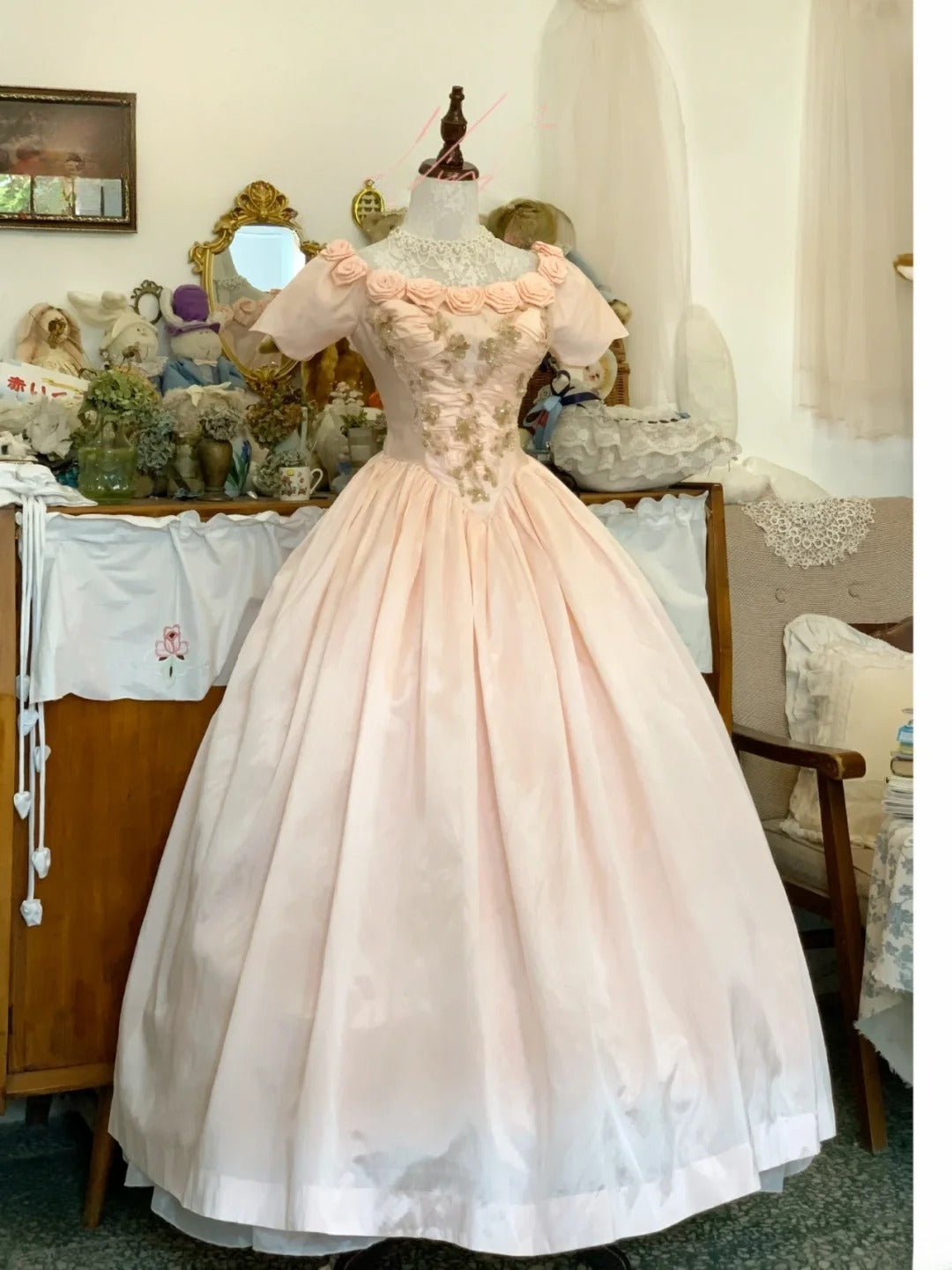 Sweet 16 Dress Satin Ballgown Square Neck Pink With Lace 3D Flowers Sweet Sixteen Dress RB9683